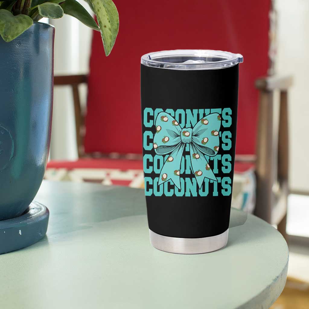 Retro Coconuts Coquette Bow Tumbler Cup Summer Beach Coconut Fruit Humor