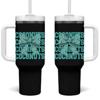 Retro Coconuts Coquette Bow Tumbler With Handle Summer Beach Coconut Fruit Humor