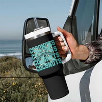 Retro Coconuts Coquette Bow Tumbler With Handle Summer Beach Coconut Fruit Humor