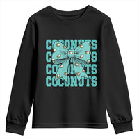 Retro Coconuts Coquette Bow Youth Sweatshirt Summer Beach Coconut Fruit Humor