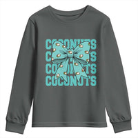 Retro Coconuts Coquette Bow Youth Sweatshirt Summer Beach Coconut Fruit Humor