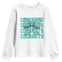 Retro Coconuts Coquette Bow Youth Sweatshirt Summer Beach Coconut Fruit Humor