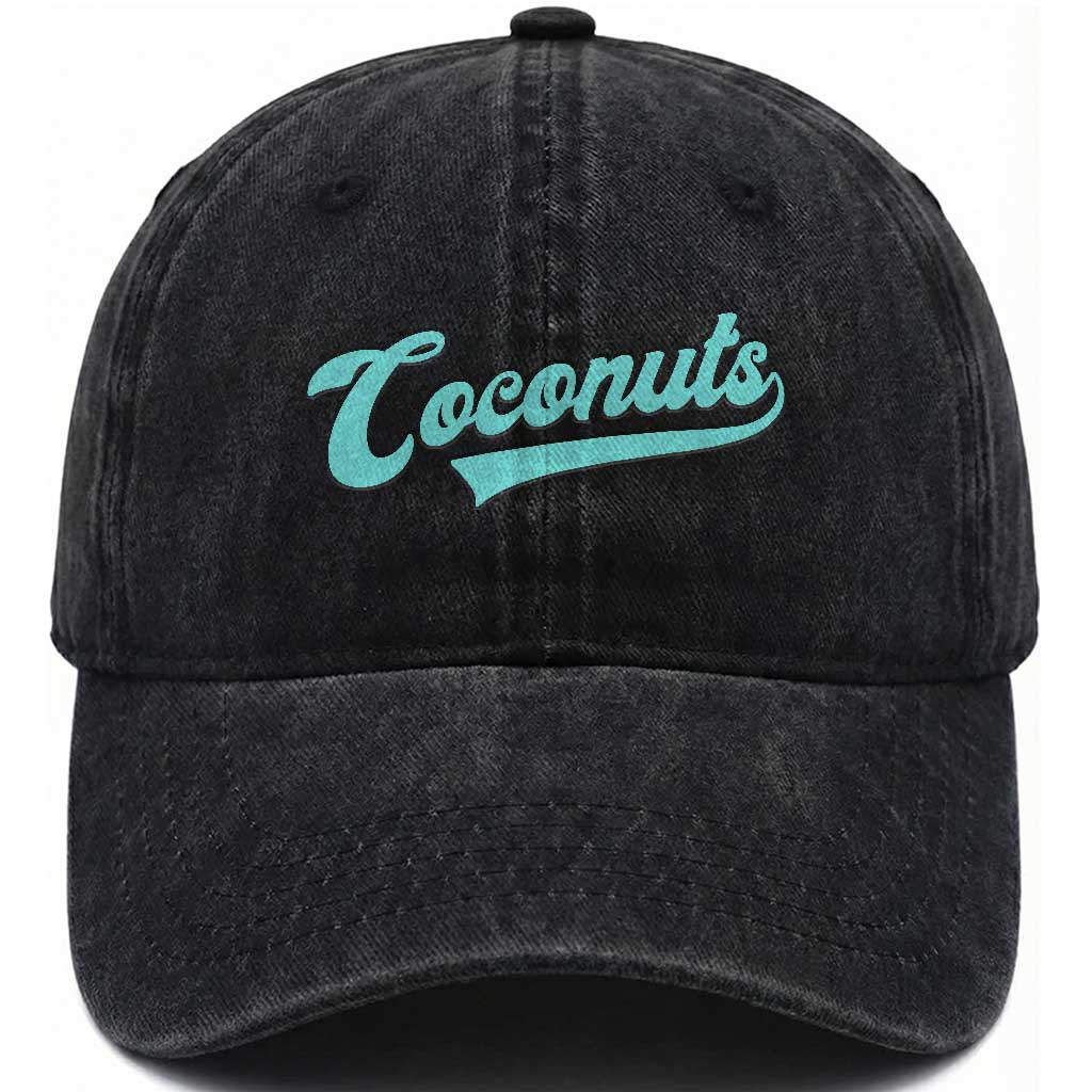 Vintage Coconut Washed Cotton Baseball Cap Retro Throwback Popular Fruit Humor Coconuts Classic