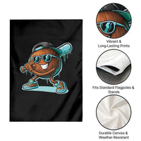 Coconut Baseball Player Garden Flag Funny Baseball Drip Ice Cream Fruit Humor