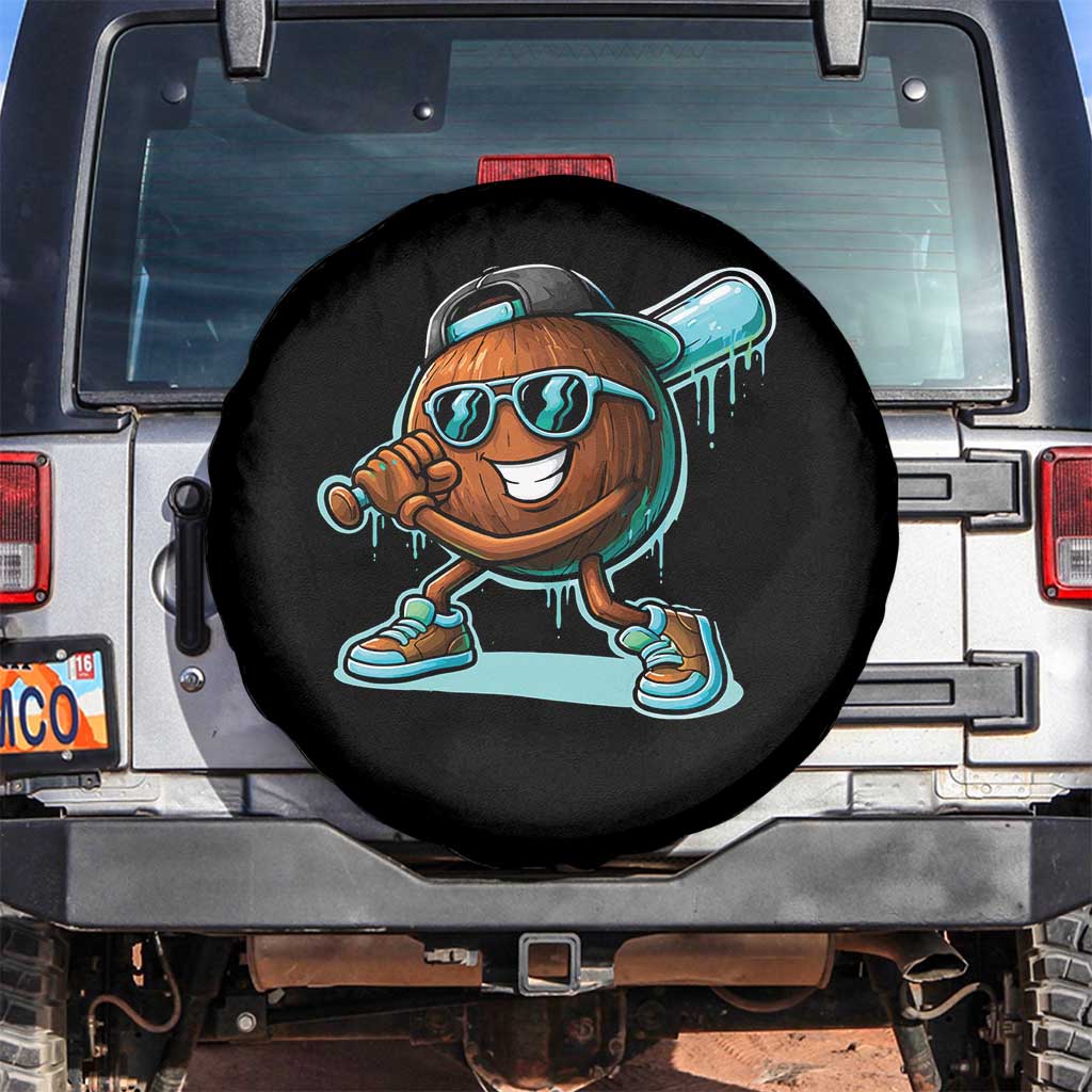 Coconut Baseball Player Spare Tire Cover Funny Baseball Drip Ice Cream Fruit Humor