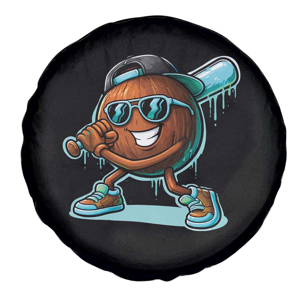 Coconut Baseball Player Spare Tire Cover Funny Baseball Drip Ice Cream Fruit Humor