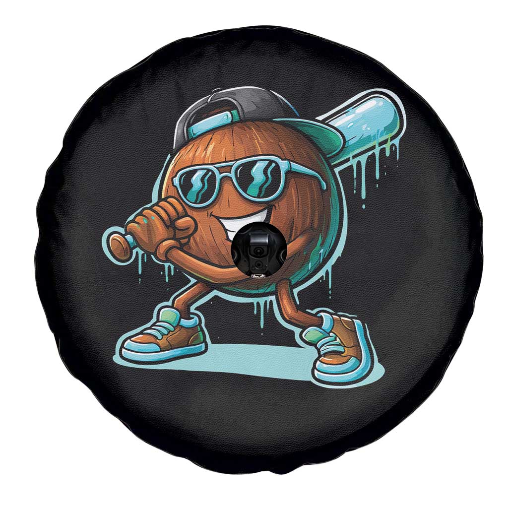 Coconut Baseball Player Spare Tire Cover Funny Baseball Drip Ice Cream Fruit Humor