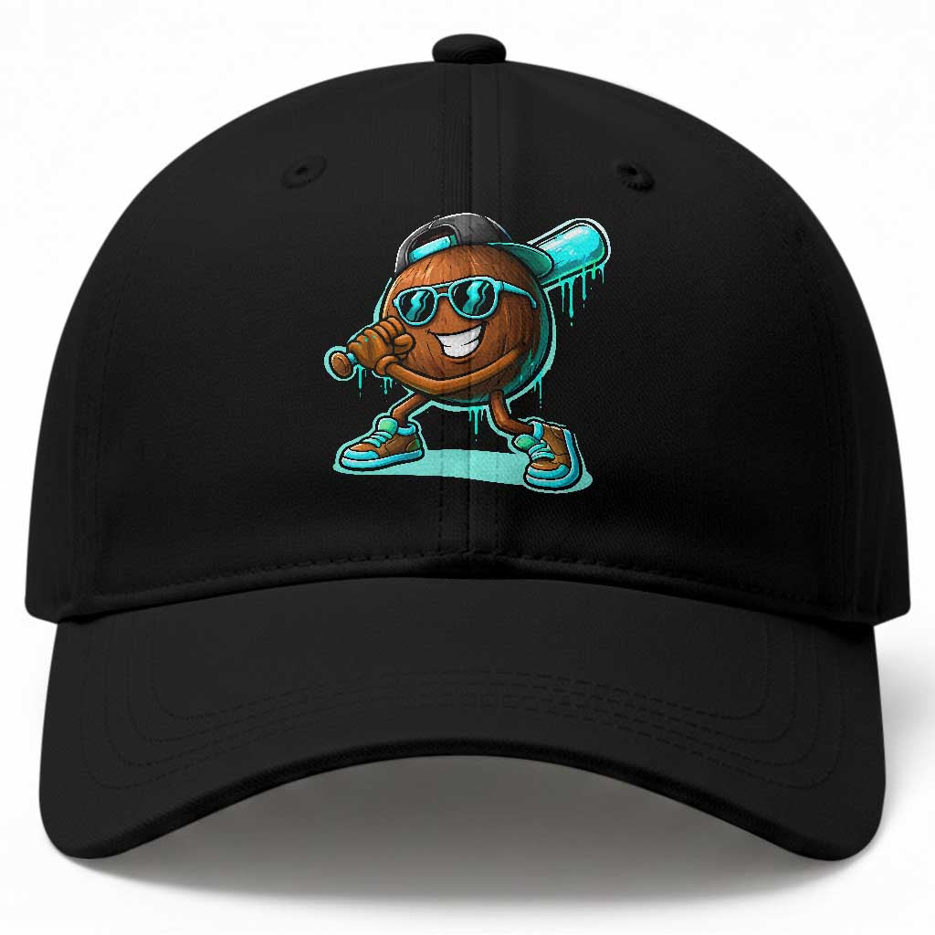Coconut Baseball Player Baseball Cap Funny Baseball Drip Ice Cream Fruit Humor