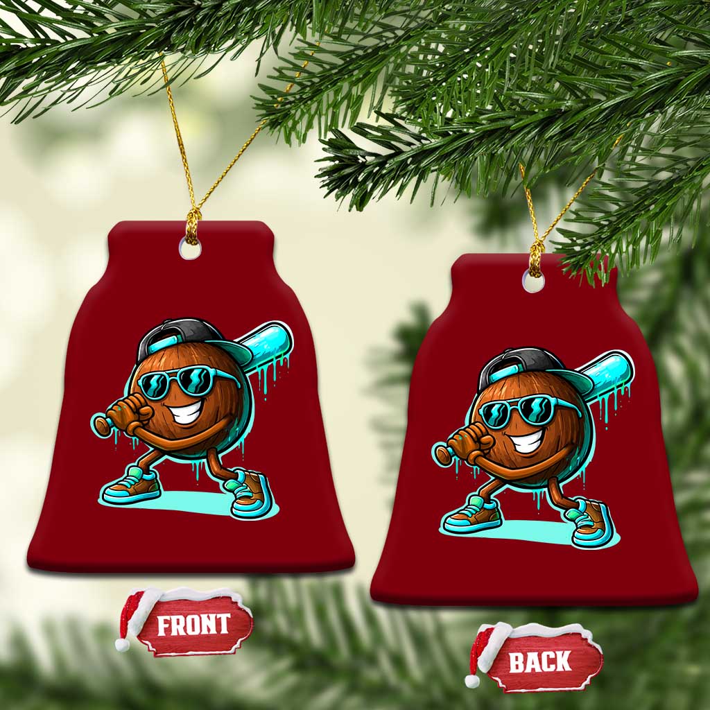 Coconut Baseball Player Ceramic Ornament Funny Baseball Drip Ice Cream Fruit Humor