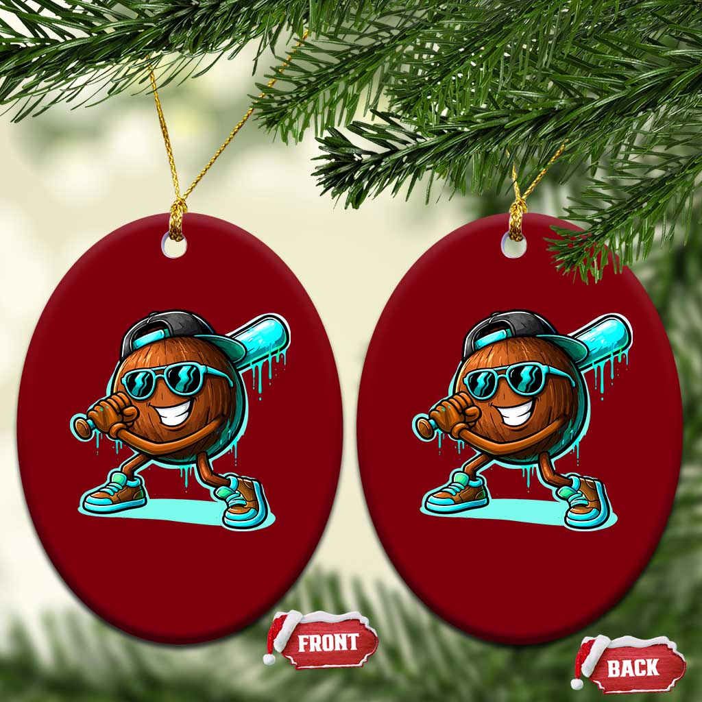 Coconut Baseball Player Ceramic Ornament Funny Baseball Drip Ice Cream Fruit Humor