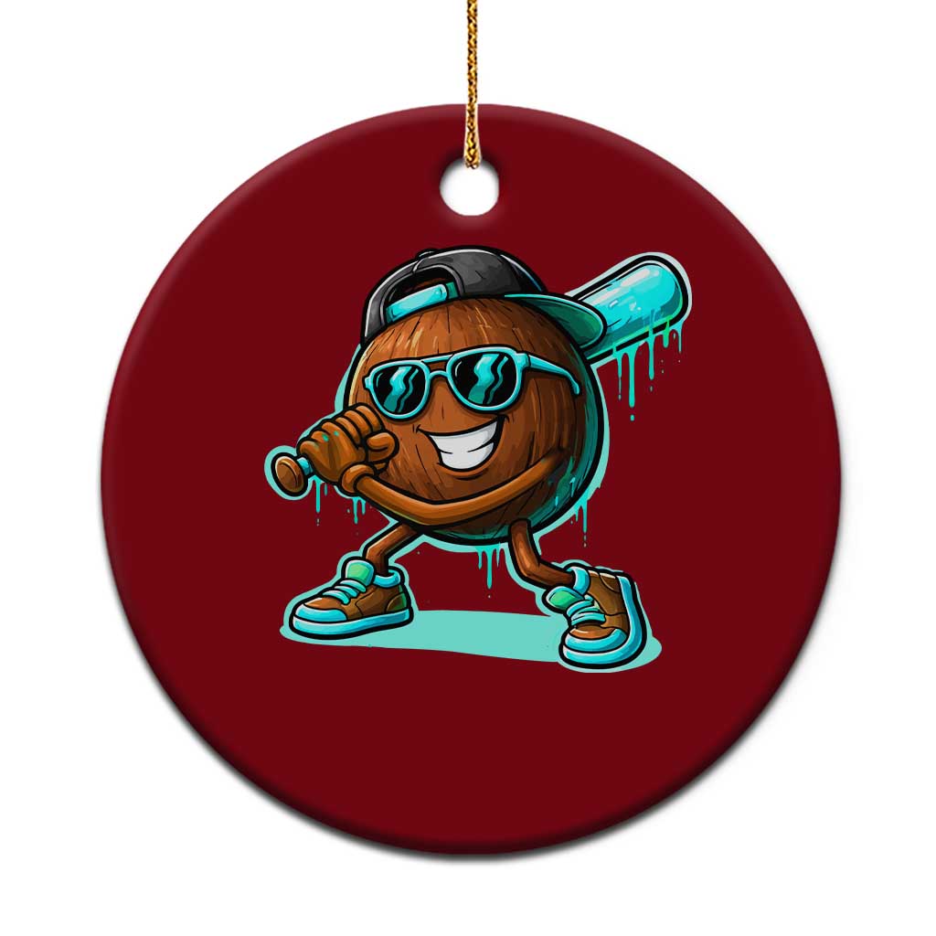 Coconut Baseball Player Ceramic Ornament Funny Baseball Drip Ice Cream Fruit Humor