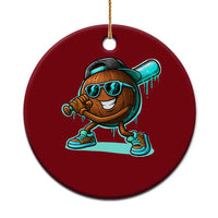 Coconut Baseball Player Ceramic Ornament Funny Baseball Drip Ice Cream Fruit Humor