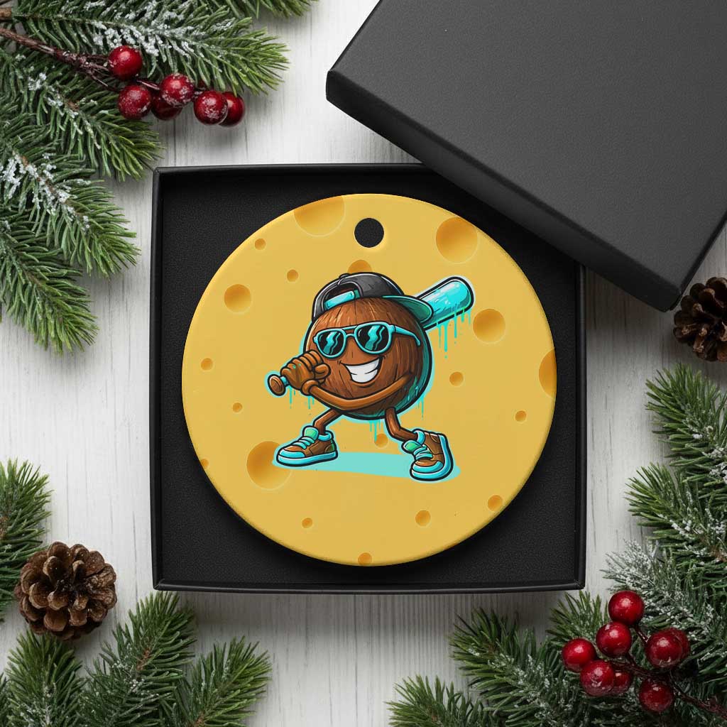 Coconut Baseball Player Ceramic Ornament Funny Baseball Drip Ice Cream Fruit Humor