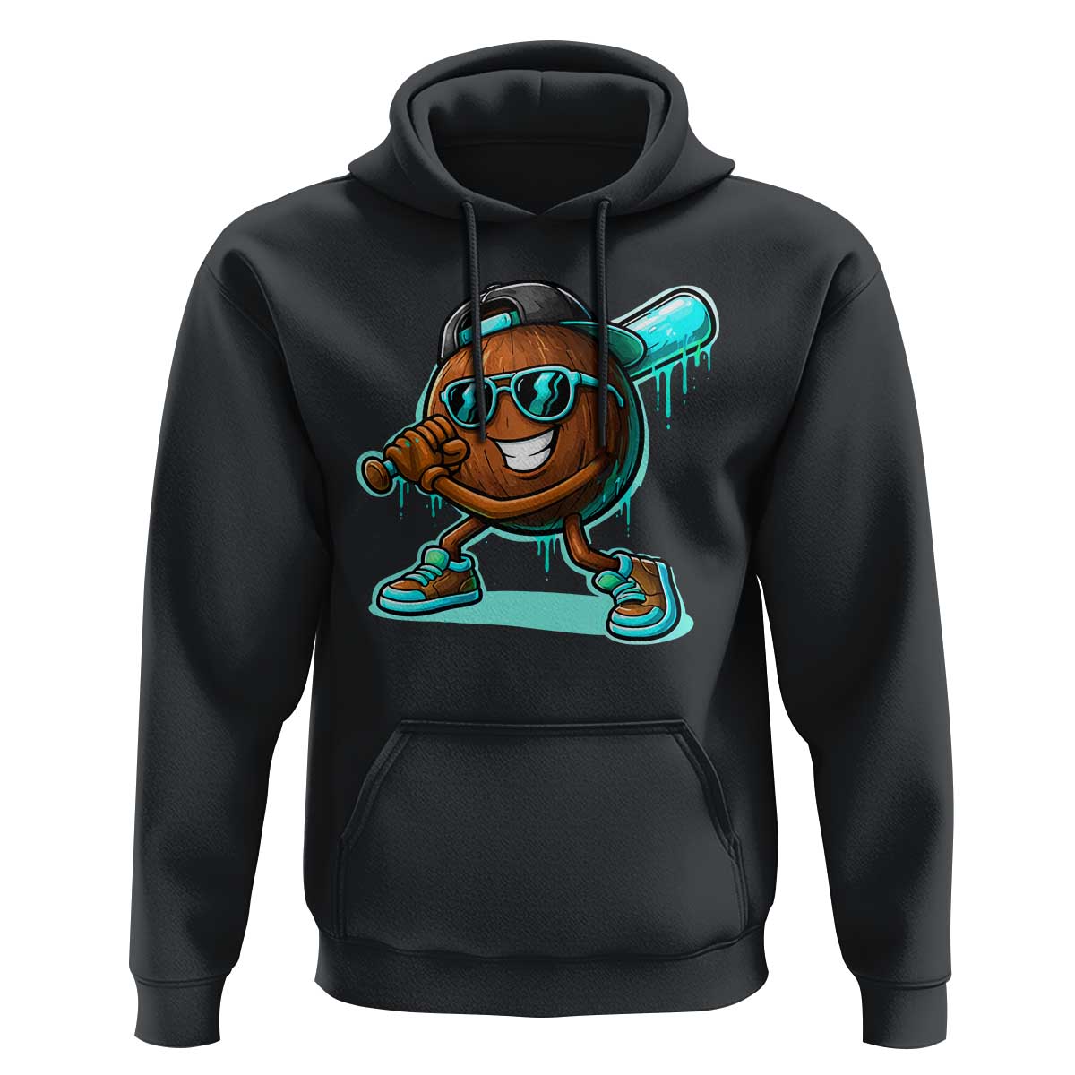 Coconut Baseball Player Hoodie Funny Baseball Drip Ice Cream Fruit Humor