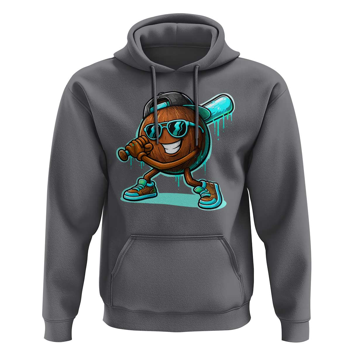 Coconut Baseball Player Hoodie Funny Baseball Drip Ice Cream Fruit Humor