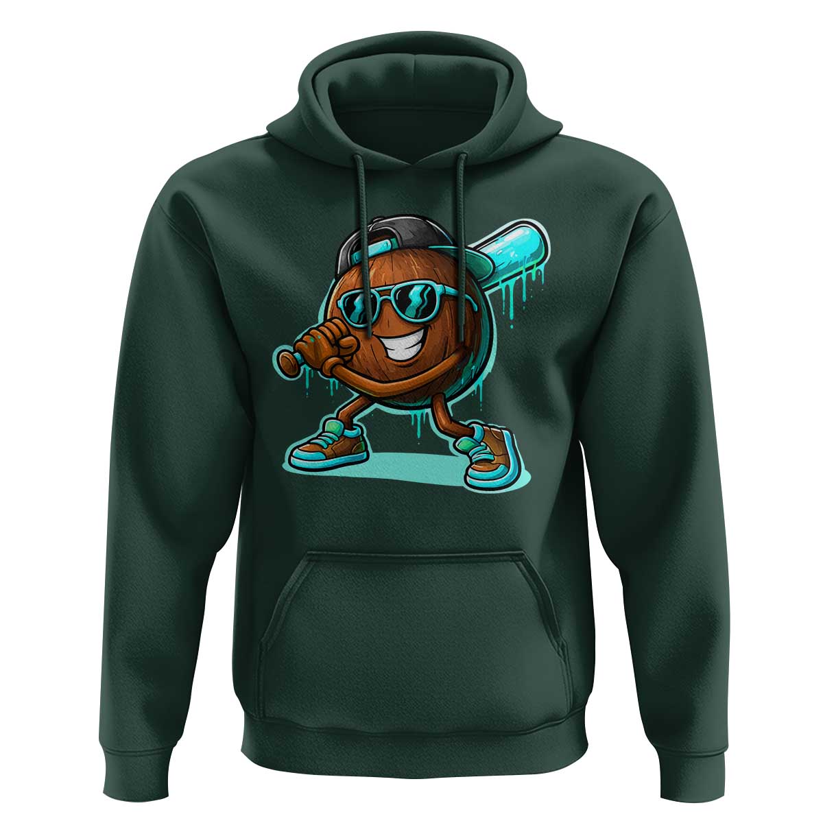 Coconut Baseball Player Hoodie Funny Baseball Drip Ice Cream Fruit Humor