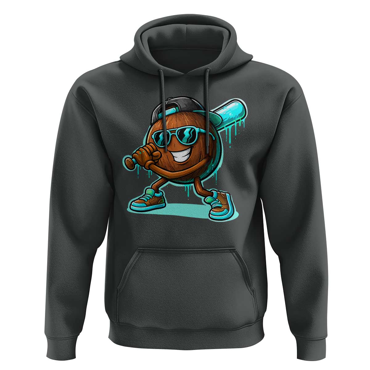 Coconut Baseball Player Hoodie Funny Baseball Drip Ice Cream Fruit Humor