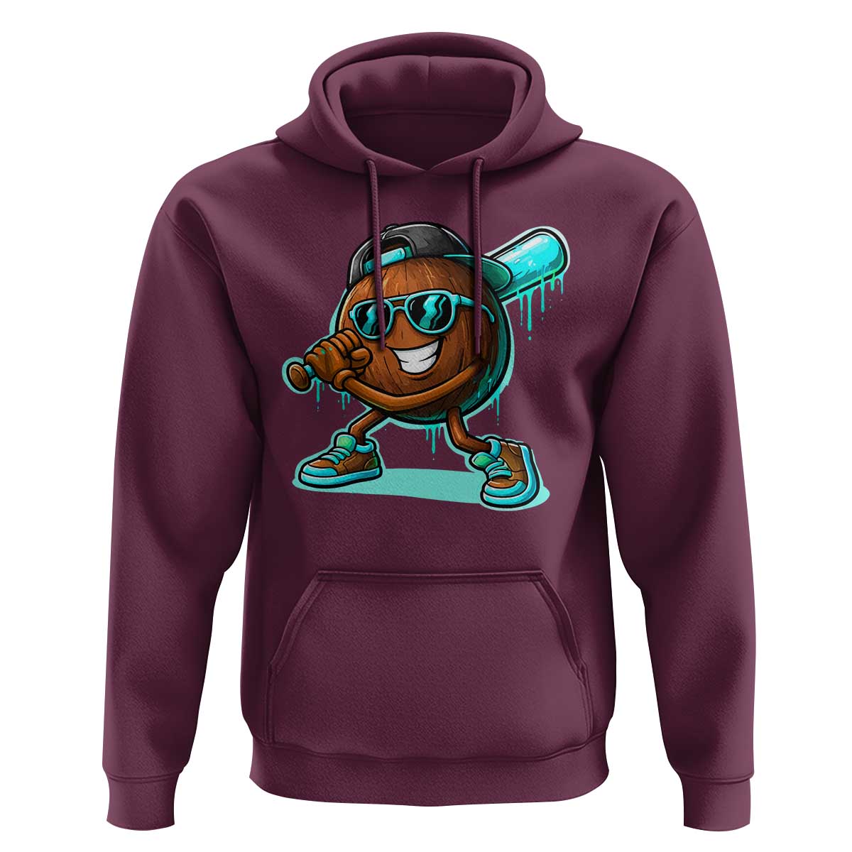 Coconut Baseball Player Hoodie Funny Baseball Drip Ice Cream Fruit Humor
