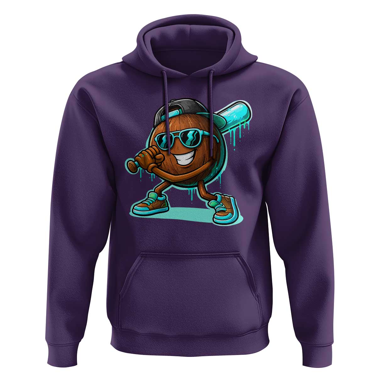 Coconut Baseball Player Hoodie Funny Baseball Drip Ice Cream Fruit Humor