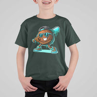 Coconut Baseball Player T Shirt For Kid Funny Baseball Drip Ice Cream Fruit Humor