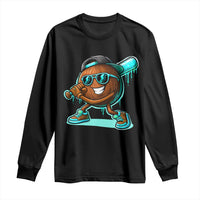 Coconut Baseball Player Long Sleeve Shirt Funny Baseball Drip Ice Cream Fruit Humor