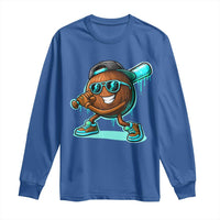 Coconut Baseball Player Long Sleeve Shirt Funny Baseball Drip Ice Cream Fruit Humor