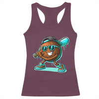 Coconut Baseball Player Racerback Tank Top Funny Baseball Drip Ice Cream Fruit Humor