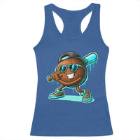Coconut Baseball Player Racerback Tank Top Funny Baseball Drip Ice Cream Fruit Humor