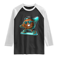 Coconut Baseball Player Raglan Shirt Funny Baseball Drip Ice Cream Fruit Humor
