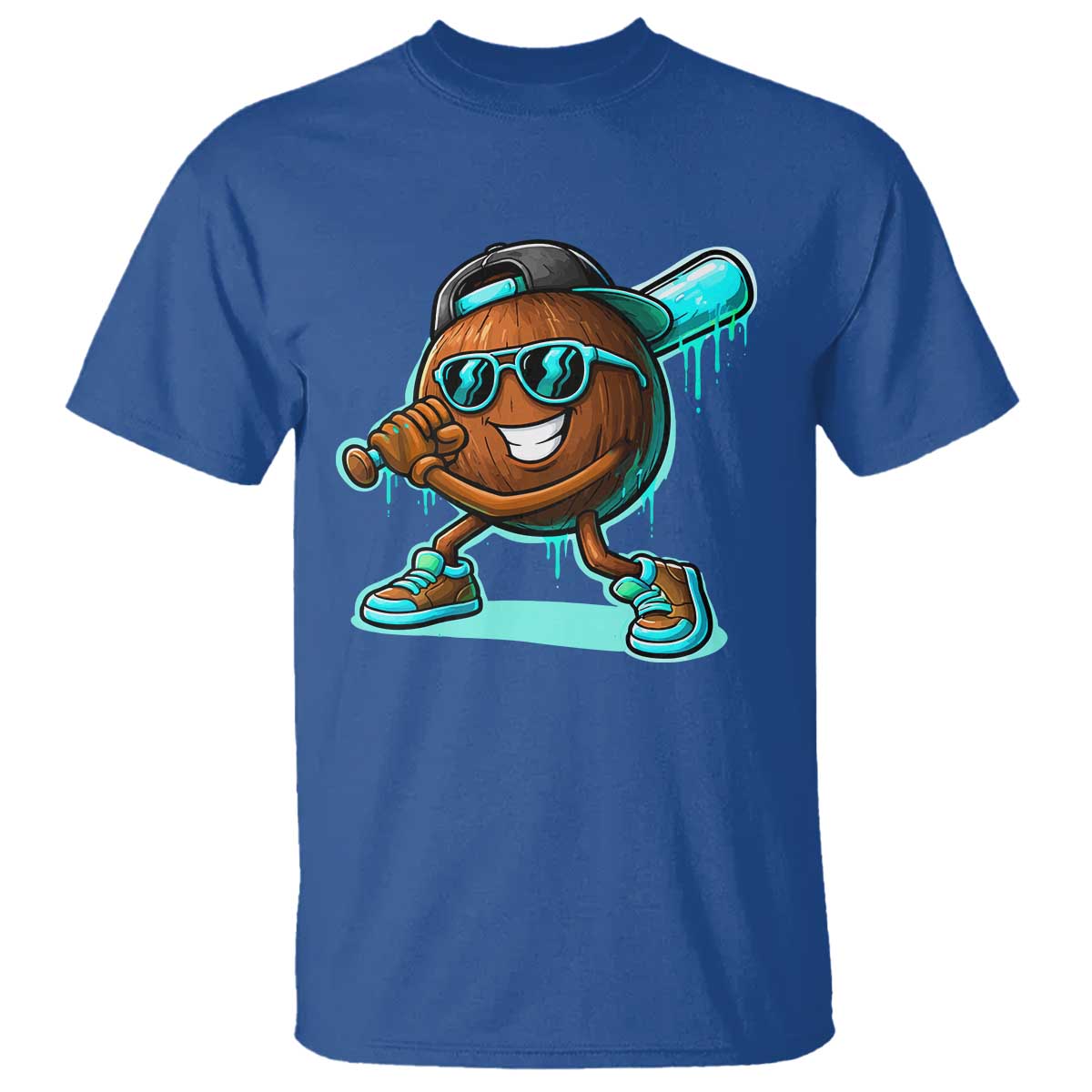 Coconut Baseball Player T Shirt Funny Baseball Drip Ice Cream Fruit Humor