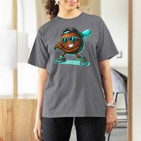 Coconut Baseball Player T Shirt For Women Funny Baseball Drip Ice Cream Fruit Humor