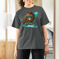 Coconut Baseball Player T Shirt For Women Funny Baseball Drip Ice Cream Fruit Humor