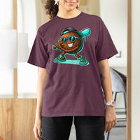 Coconut Baseball Player T Shirt For Women Funny Baseball Drip Ice Cream Fruit Humor