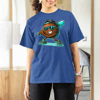 Coconut Baseball Player T Shirt For Women Funny Baseball Drip Ice Cream Fruit Humor