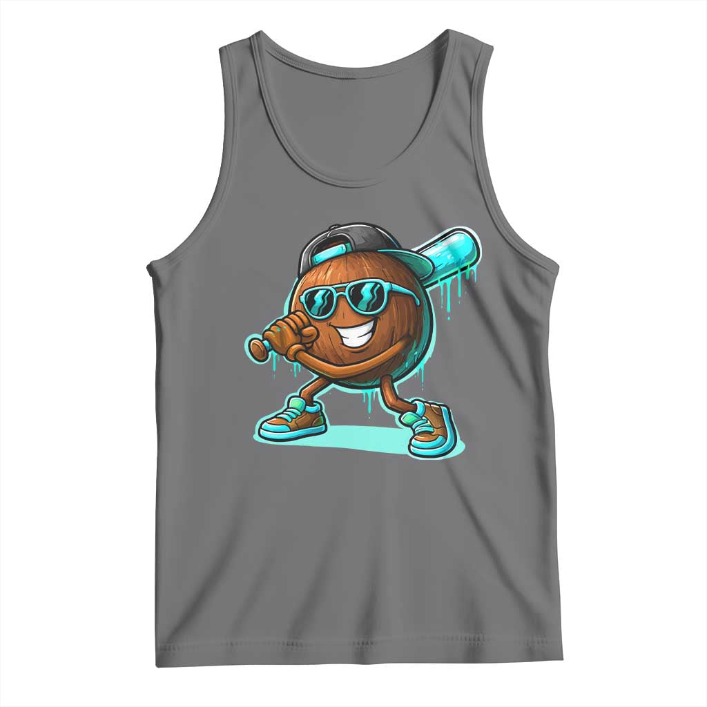 Coconut Baseball Player Tank Top Funny Baseball Drip Ice Cream Fruit Humor