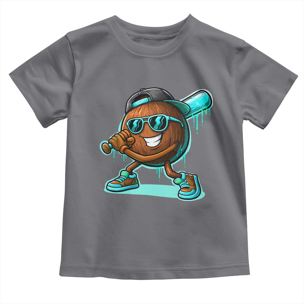 Coconut Baseball Player Toddler T Shirt Funny Baseball Drip Ice Cream Fruit Humor