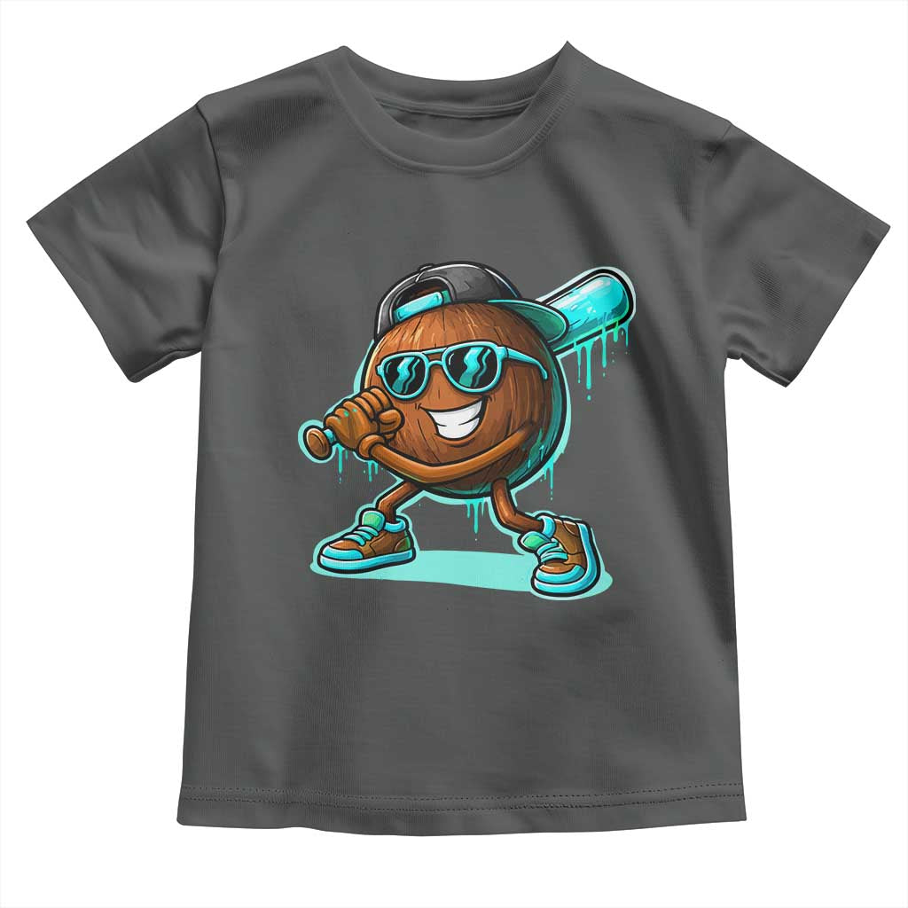 Coconut Baseball Player Toddler T Shirt Funny Baseball Drip Ice Cream Fruit Humor