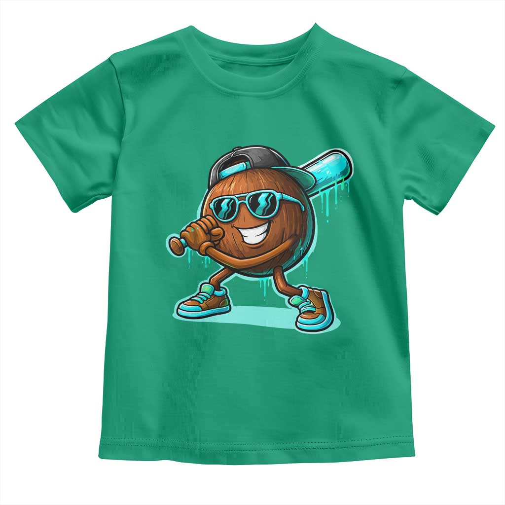 Coconut Baseball Player Toddler T Shirt Funny Baseball Drip Ice Cream Fruit Humor