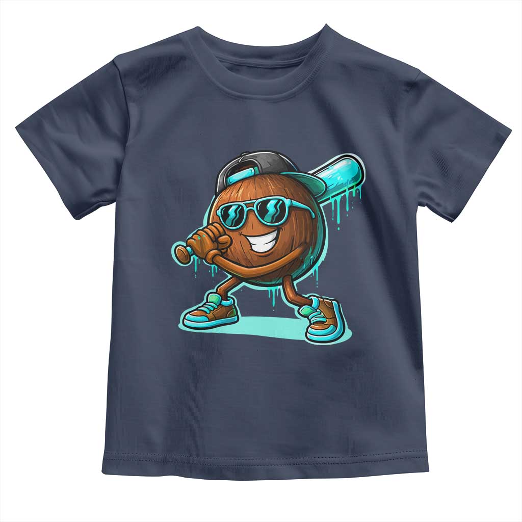 Coconut Baseball Player Toddler T Shirt Funny Baseball Drip Ice Cream Fruit Humor