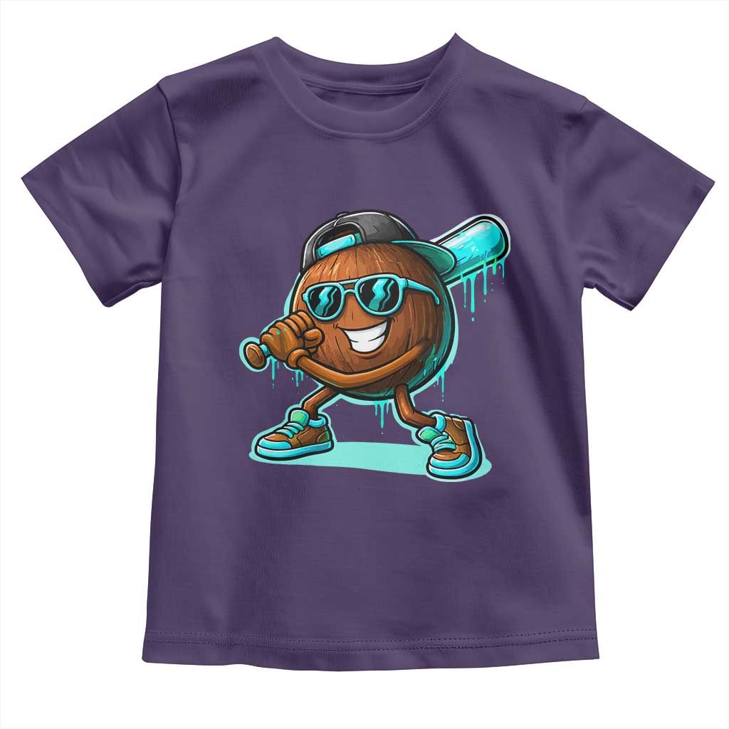 Coconut Baseball Player Toddler T Shirt Funny Baseball Drip Ice Cream Fruit Humor