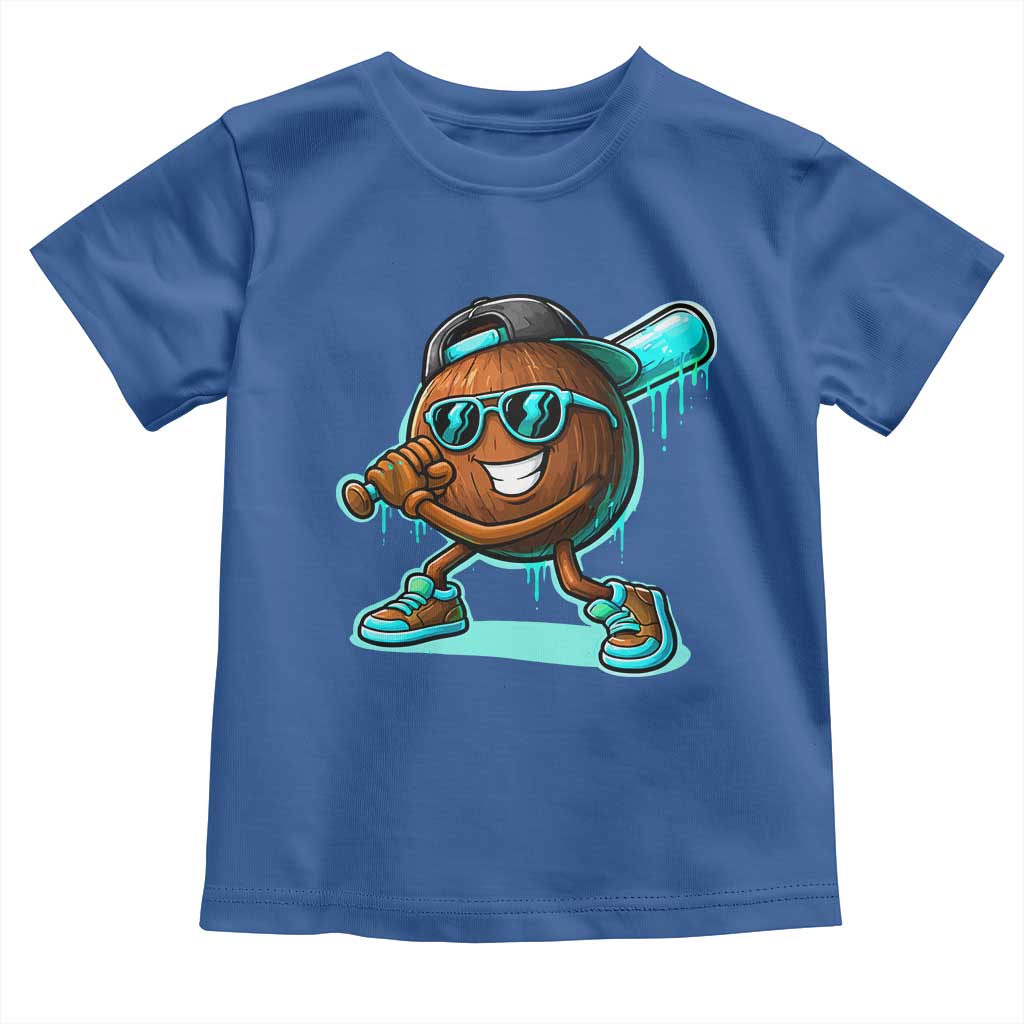 Coconut Baseball Player Toddler T Shirt Funny Baseball Drip Ice Cream Fruit Humor
