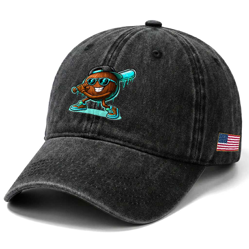 Coconut Baseball Player Washed Cotton Baseball Cap Funny Baseball Drip Ice Cream Fruit Humor
