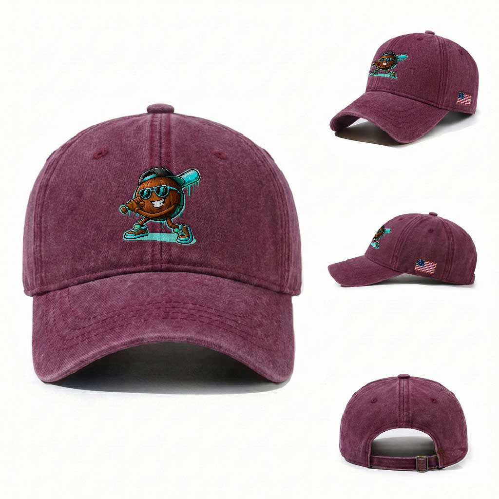 Coconut Baseball Player Washed Cotton Baseball Cap Funny Baseball Drip Ice Cream Fruit Humor