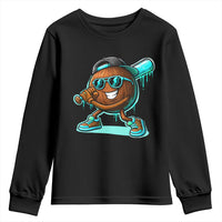 Coconut Baseball Player Youth Sweatshirt Funny Baseball Drip Ice Cream Fruit Humor