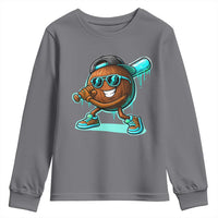Coconut Baseball Player Youth Sweatshirt Funny Baseball Drip Ice Cream Fruit Humor