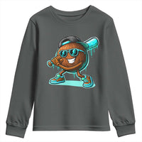 Coconut Baseball Player Youth Sweatshirt Funny Baseball Drip Ice Cream Fruit Humor