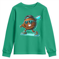 Coconut Baseball Player Youth Sweatshirt Funny Baseball Drip Ice Cream Fruit Humor