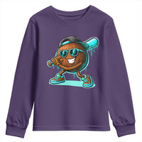 Coconut Baseball Player Youth Sweatshirt Funny Baseball Drip Ice Cream Fruit Humor