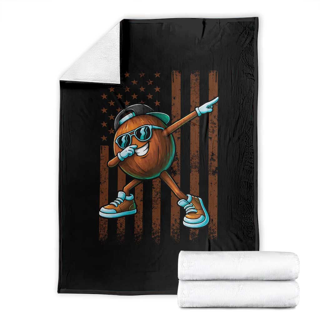 Dabbing Coconut Throw Blanket Retro American Flag Fruit Lover