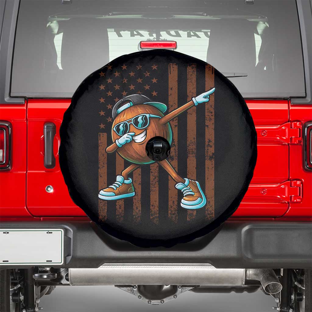 Dabbing Coconut Spare Tire Cover Retro American Flag Fruit Lover